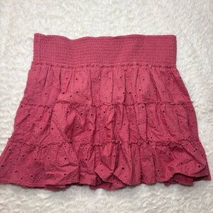 American Eagle Outfitters Pink Eyelet Mini Skirt